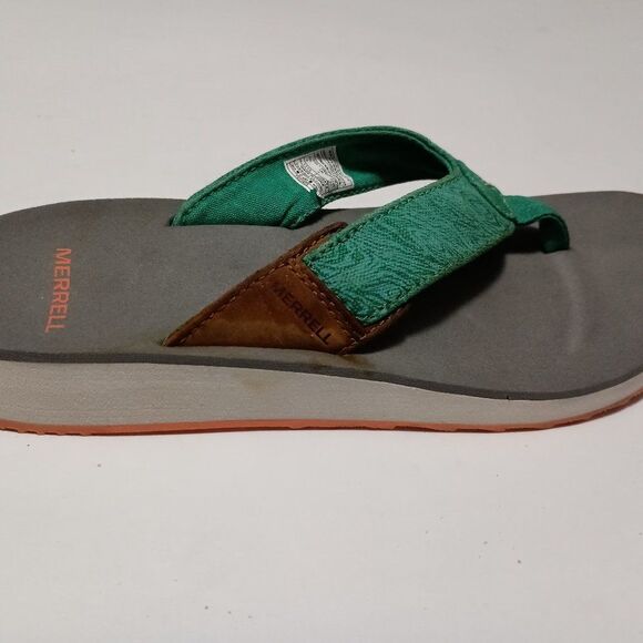 MERRELL Flip Flops, Grey and Green, Size 6 - Picture 1 of 6